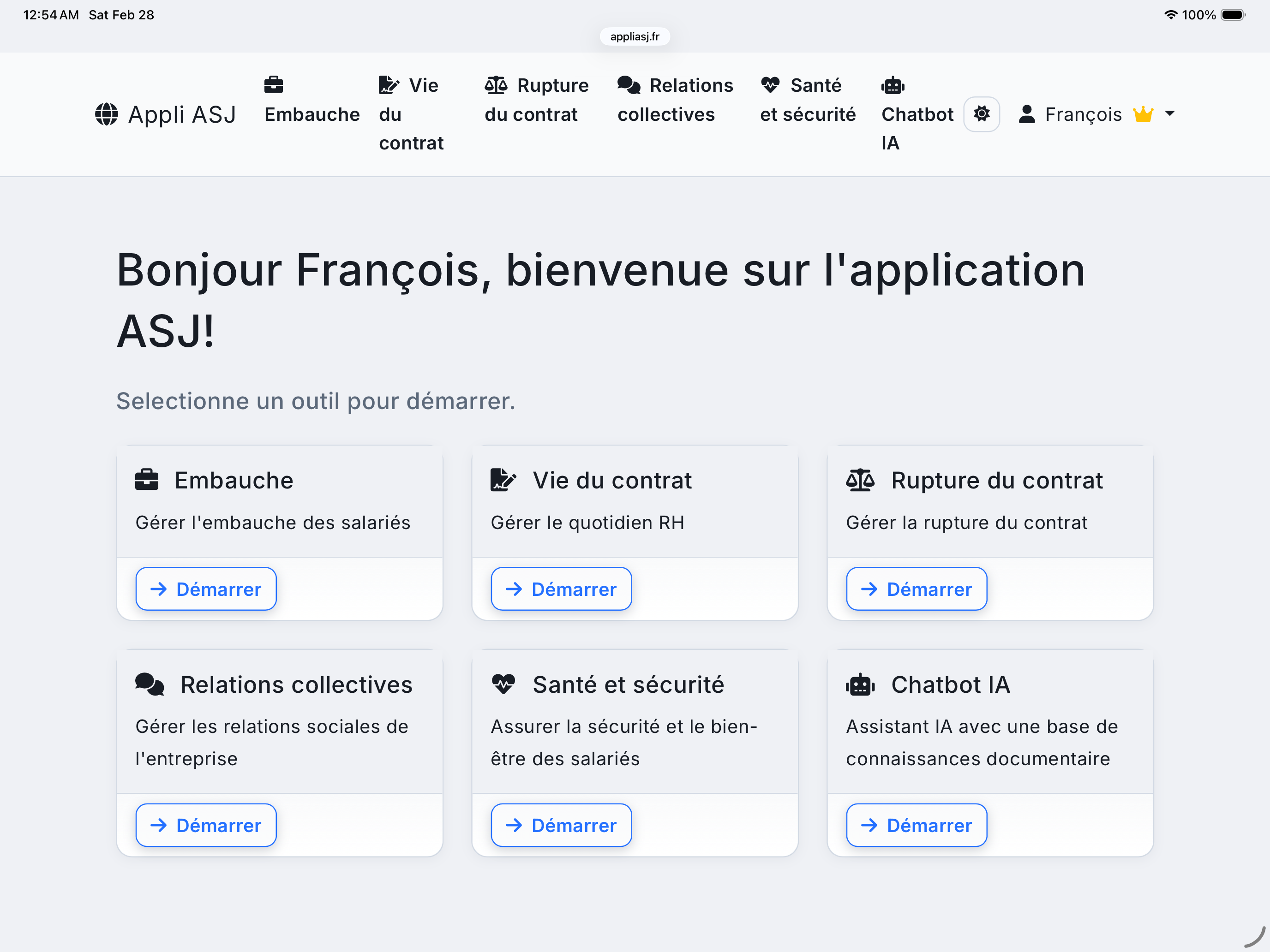 Aperçu desktop de l'application Appli ASJ